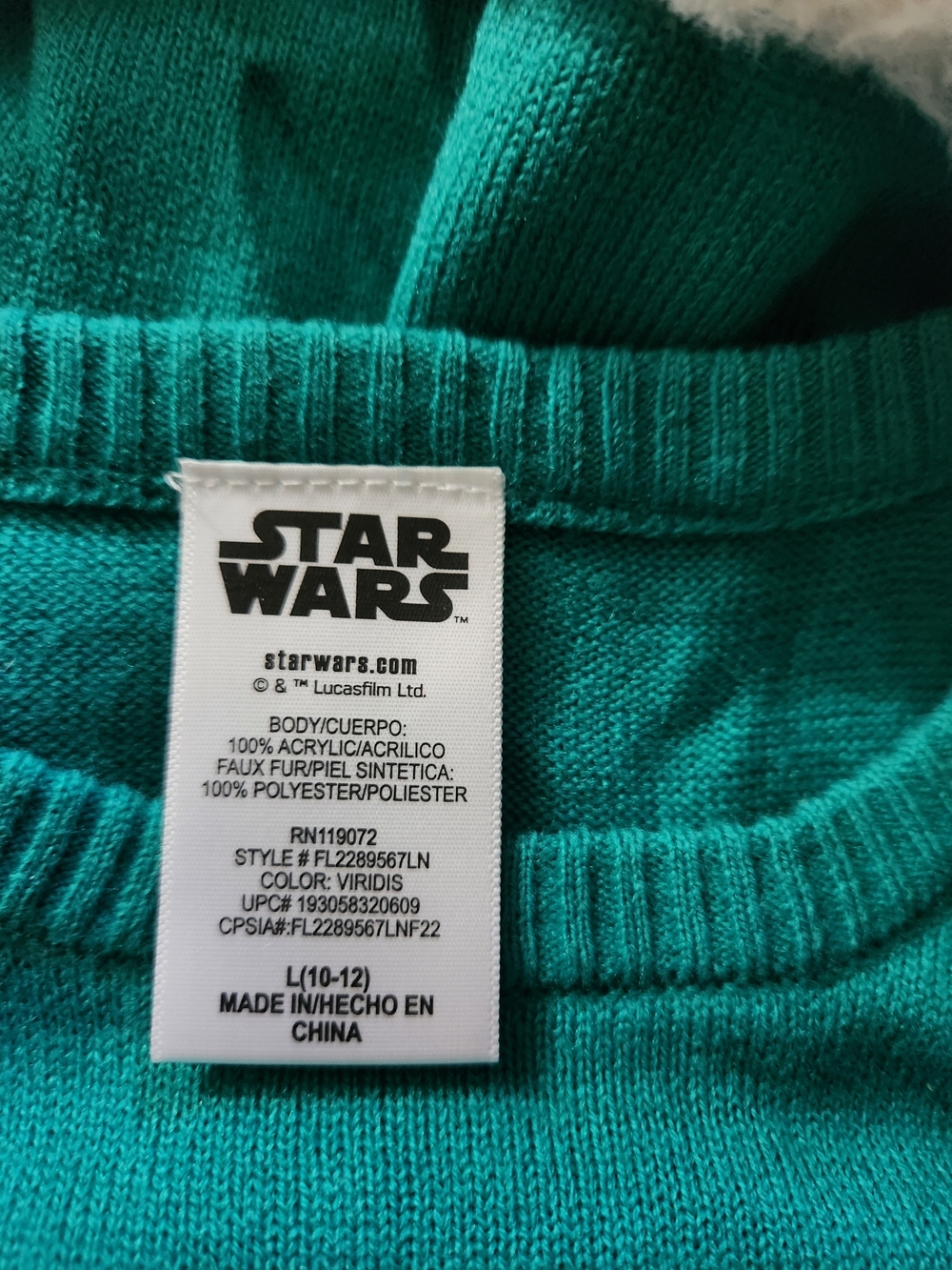 Star Wars Cozy Side Knit Dress with White Trim For Girls Size L(10/12) - Picture 3 of 4